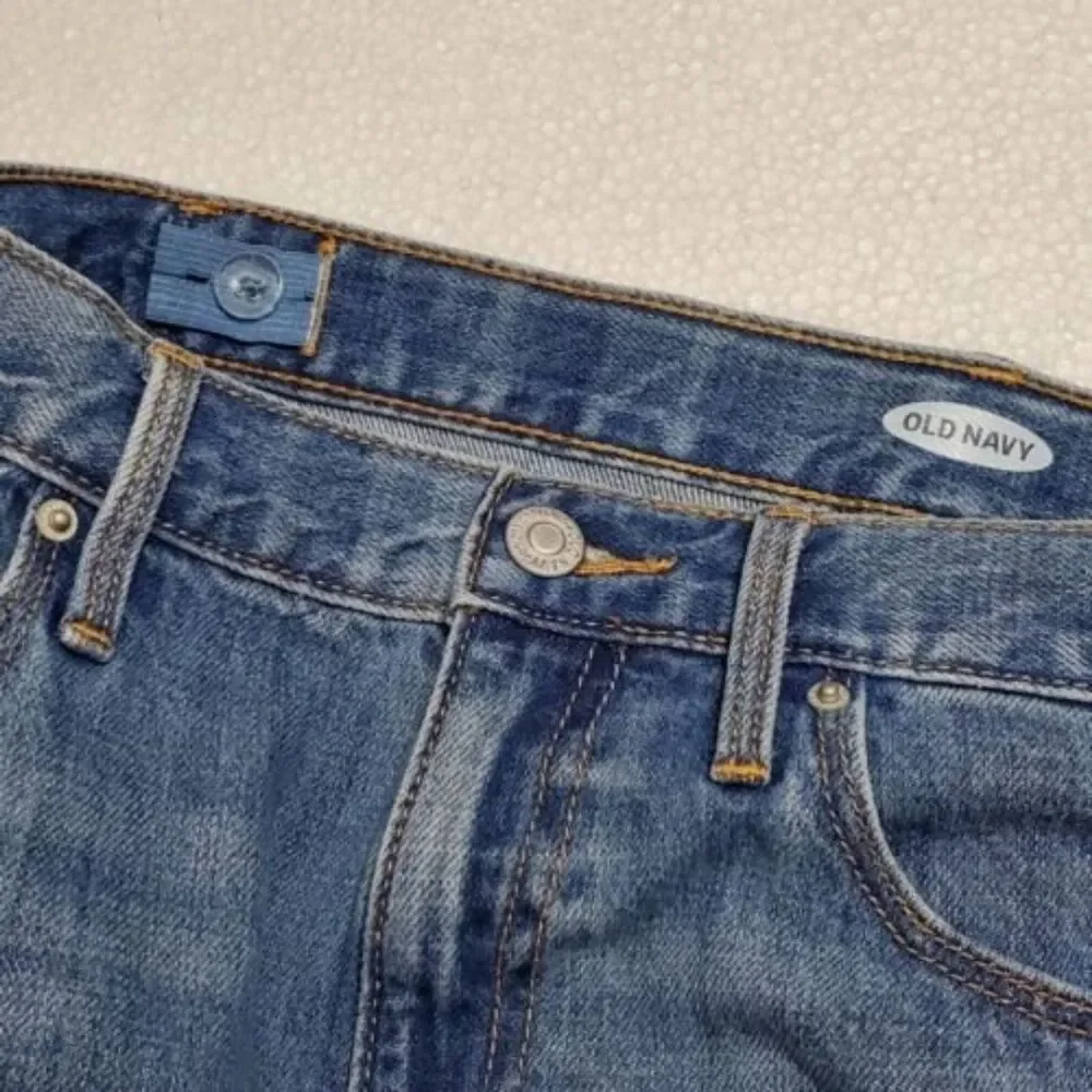 Old Navy Girls Sz 16 Denim Jean Shorts Raw Hem Adjustable Waist Daisy Flowers